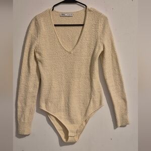 Zara Cream Long Sleeve Bodysuit